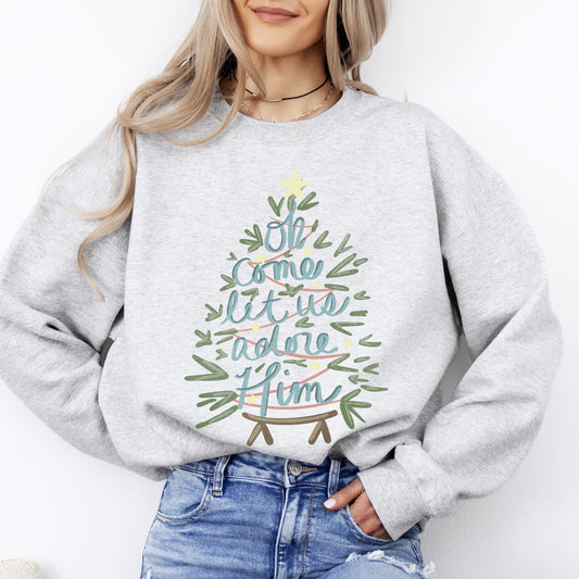 Oh Come Let Us Adore Him, Christmas, Religious, Christian, Carol Sweatshirt