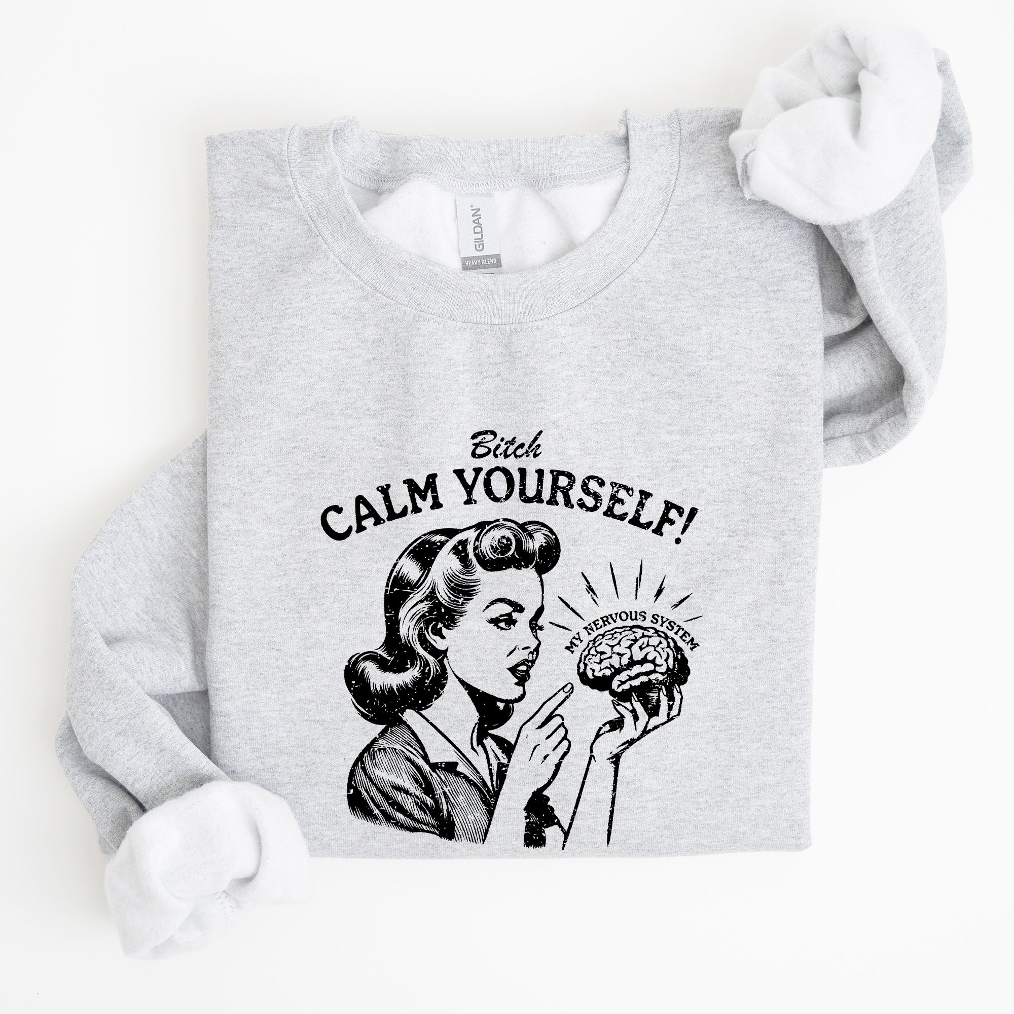 Calm Yourself, Stress, Retro, Vintage, Meme, Aesthetic, Funny Sweatshirt