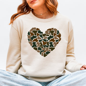 Camo Heart, Valentine's Day, Hunting, Cowboy, Country Sweatshirt