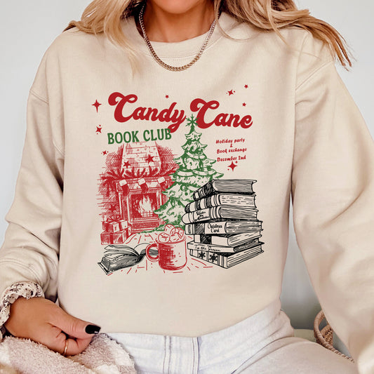 Candy Cane Book Club, Christmas, Reading, Winter, Santa, Xmas Sweatshirt