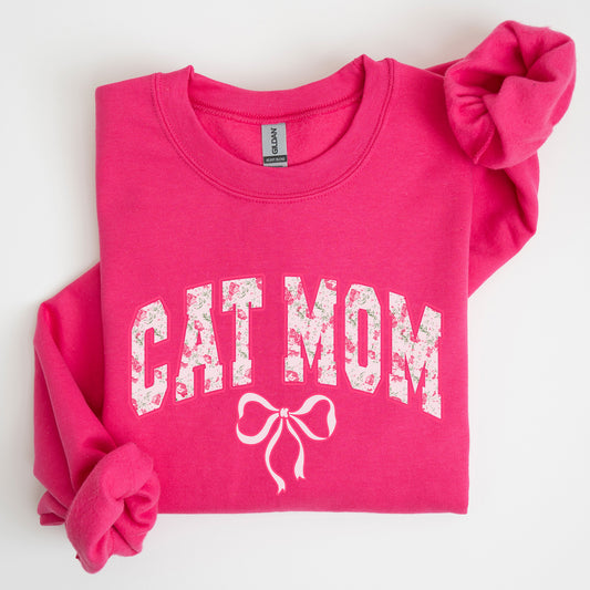 Cat Mom, Coquette, Pink Bows, Trend, Girly, Soft Girl Era Sweatshirt