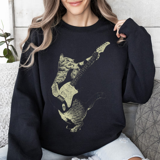 Cat Playing A Guitar, Funny Animals Sweatshirt