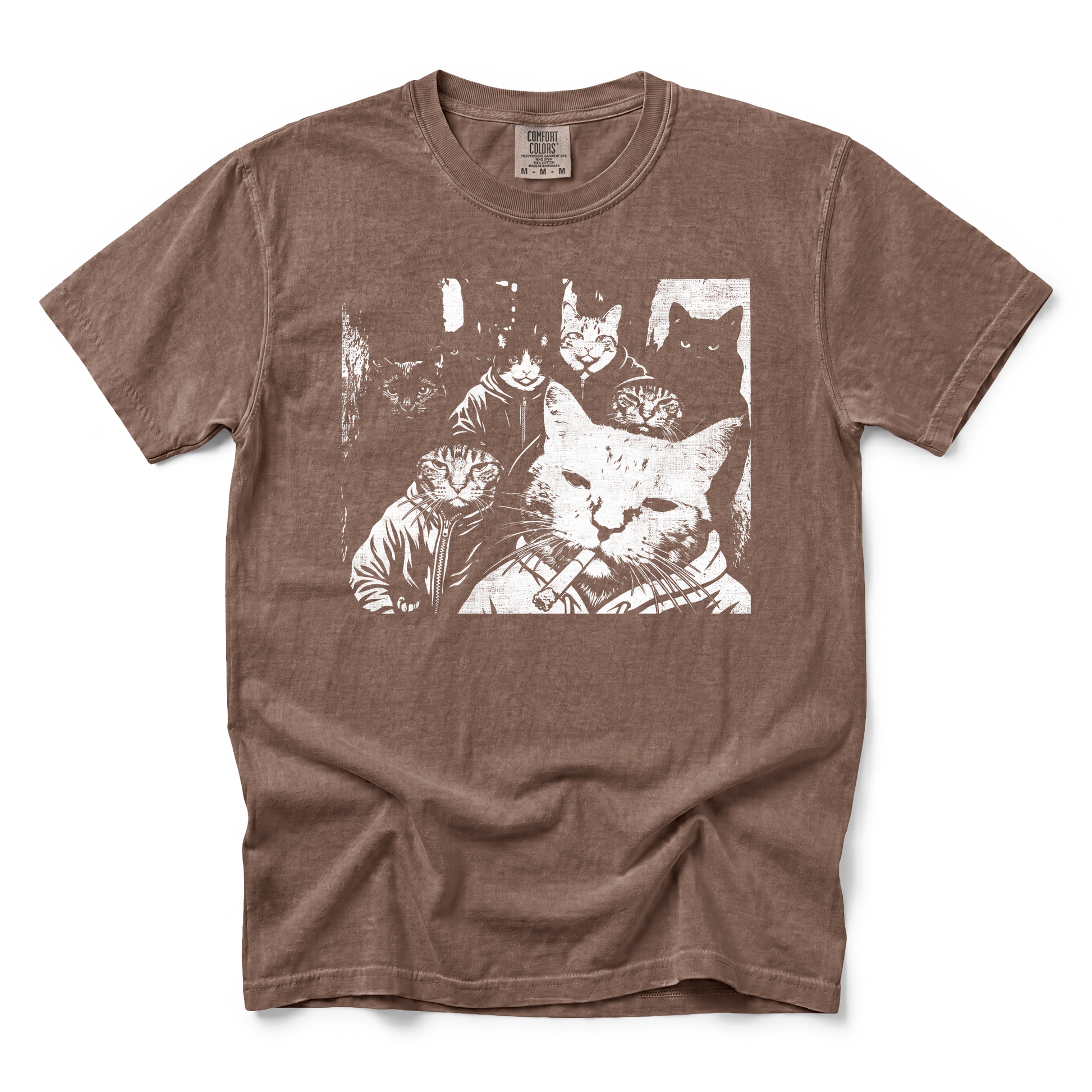 Cat Gang in Hoodies graphic on Comfort Colors 1717 in Espresso