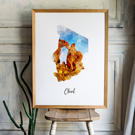 Chad Watercolor Map