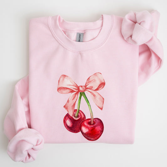 Cherries, Pink Bows, Coquette, Girly, Soft Girl Era Sweatshirt