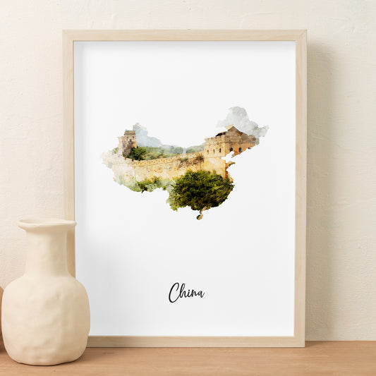 China Watercolor Map