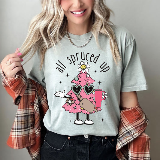 All Spruced Up Retro Comfort Colors Tee, Vintage Classic Christmas Tshirt