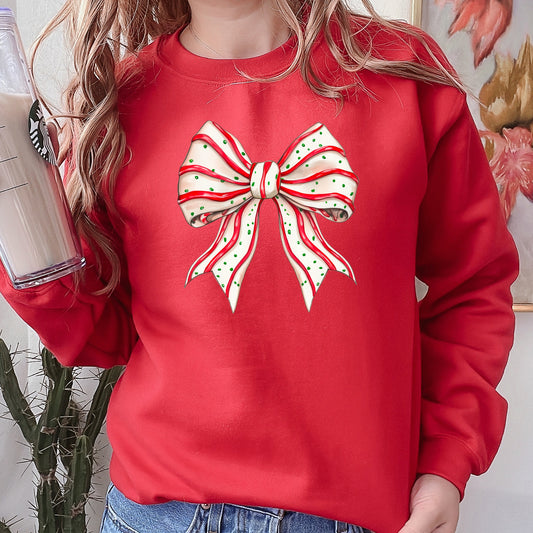 Christmas Cake Bow, Ribbon, Coquette, Cute, Winter, Santa, Snow Sweatshirt