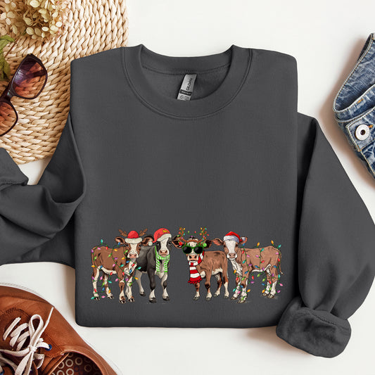 Christmas Calves, Cow Lovers, Santa, Farm Life Sweatshirt