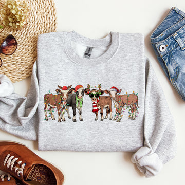 Christmas Calves, Cow Lovers, Santa, Farm Life, Winter, Snow, Xmas Sweatshirt