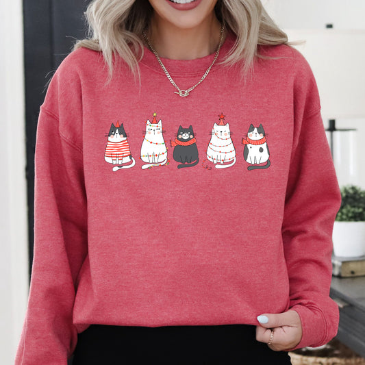 Christmas Cats, Kitties, Cat Lovers, Santa, Winter, Snow, Xmas Sweatshirt