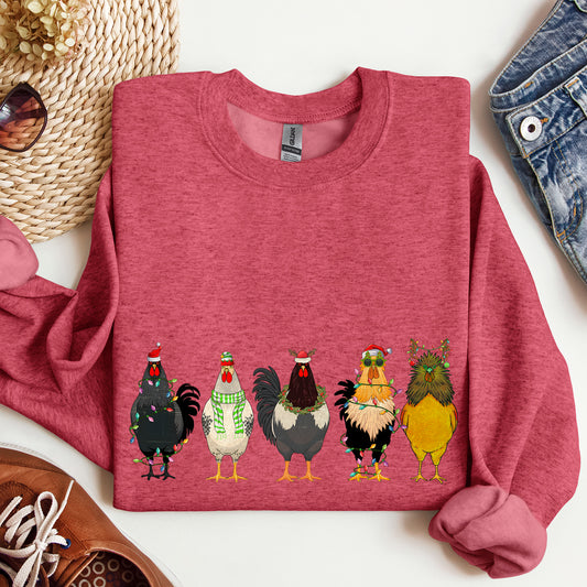 Christmas Chickens, Chicken Lovers, Santa, Farm Life Sweatshirt