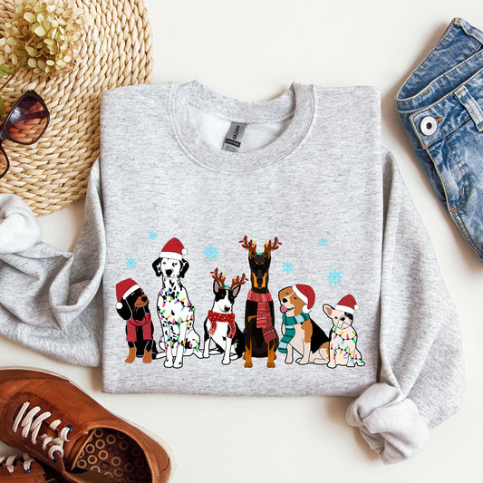 Christmas Dogs, Dalmation, Frenchie, Dog Lovers, Santa, Pet Sweatshirt