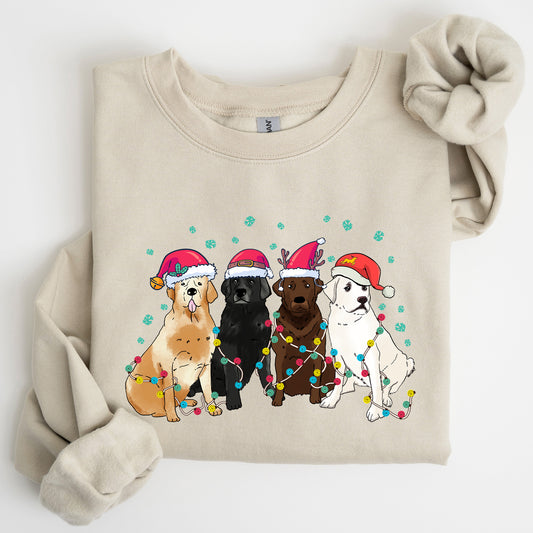 Christmas Dogs, Puppies, Dog Lovers, Santa, Winter, Snow, Xmas Sweatshirt