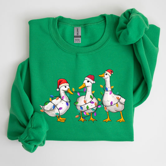 Christmas Ducks, Farm Animals, Santa, Winter, Snow, Xmas Sweatshirt