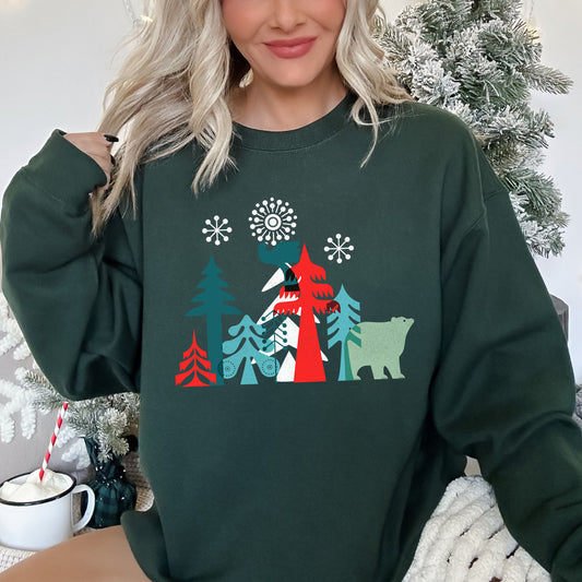 Christmas Folk Art Polar Bear Sweatshirt