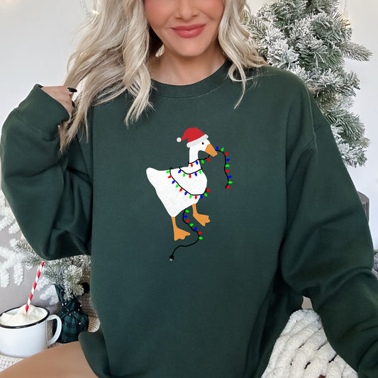 Christmas Goose Lights Retro Sweatshirt