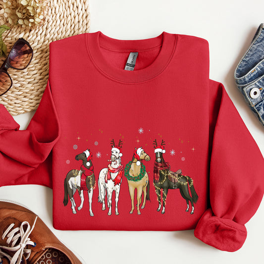 Christmas Horses, Horse Lovers, Santa Sweatshirt