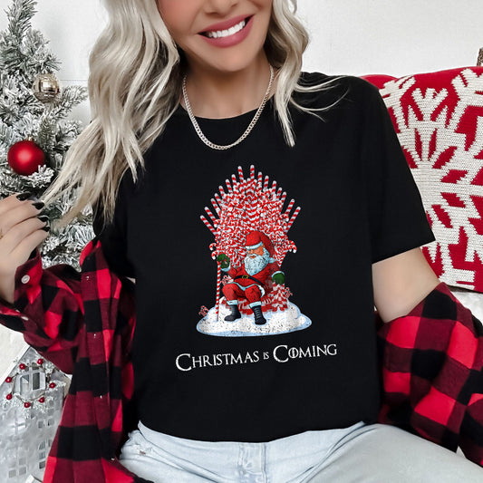 Christmas Is Coming, Santa, Throne Game Super Soft Tees