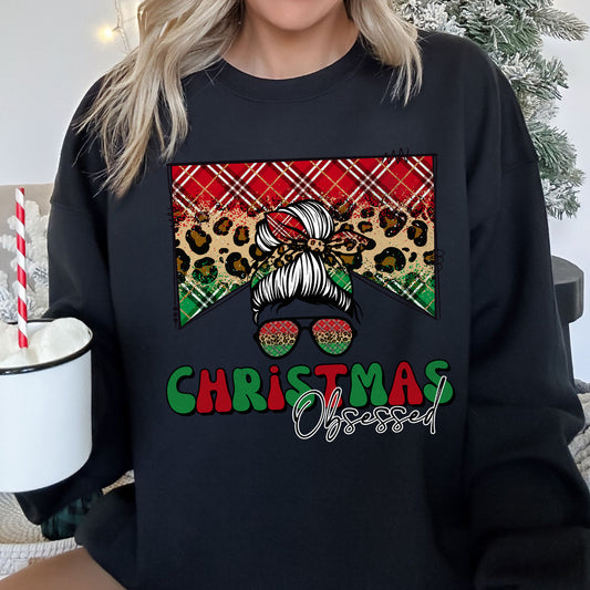 Christmas Obsessed Leopard Print Sweatshirt