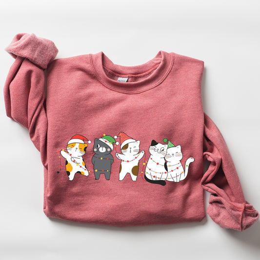 Christmas Party Cats, Santa, Cute, Cat Lover Sweatshirt