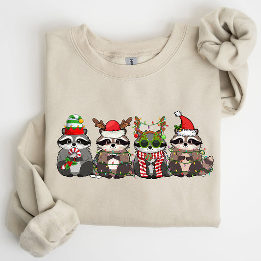 Christmas Raccoons, Raccoon Lovers, Santa, Winter, Snow, Xmas Sweatshirt