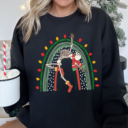 Christmas Rainbow Dancing Skeleton Sweatshirt