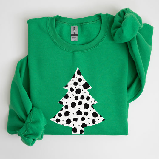 Christmas Tree, Dalmatian, Animal Print, Winter, Xmas, Santa Sweatshirt