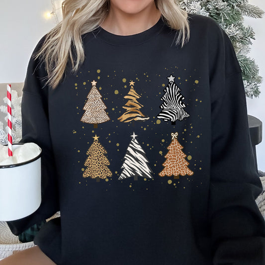 Christmas Trees Animal Print Sweatshirt