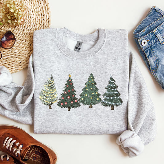 Christmas Trees, Winter, Snow, Santa Sweatshirt