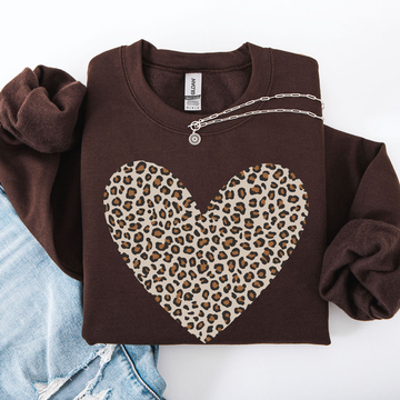 Classic Leopard Print Valentine's Day Heart, Love, Retro Sweatshirt