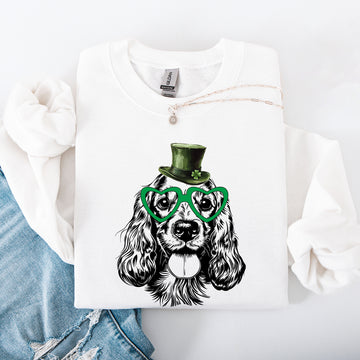 Cocker Spaniel, Adorable Dog, St Patrick's Day, Lucky, Irish Sweatshirt