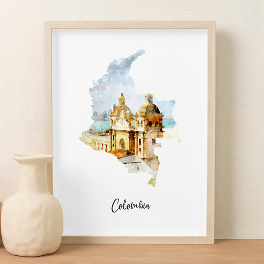 Colombia Watercolor Map