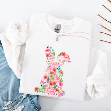 Colorful Floral, Easter, Bunny, Jesus, Rabbit, Holiday Sweatshirt