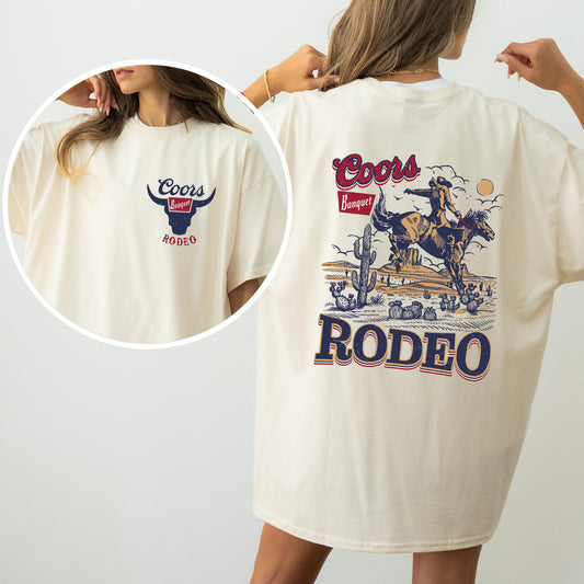 Coors Rodeo Vintage Comfort Colors Tee, Retro Cowboy Shirt, Oversized Coors T Shirt, Vintage Washed Shirt, Gift Oversized Tees