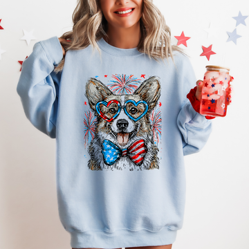 Corgi Patriotic Dog, USA, America, Pet Lover, 4th of July Sweatshirt