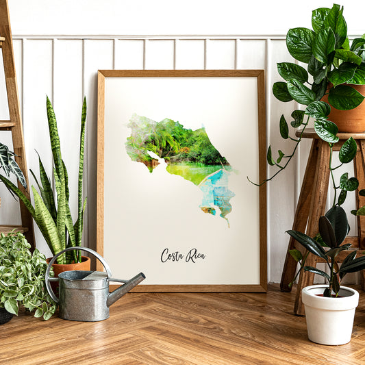 Costa Rica Watercolor Map