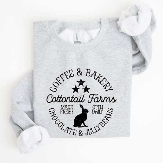Cottontail Farms, Coffee and Bakery, Retro Sign, Easter Sweatshirt