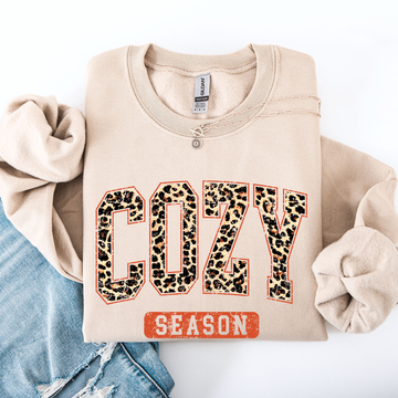 Cozy Season, Leopard Print, Halloween, Autumn, Fall Sweatshirt
