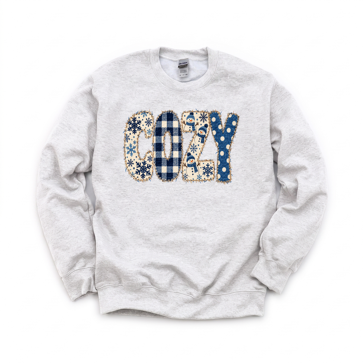 Cozy Snowmen graphic on Gildan 18000 in Ash