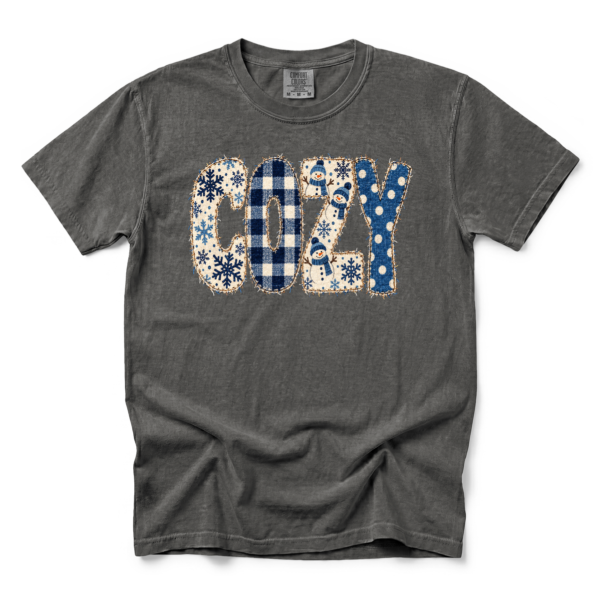 Cozy Snowmen graphic on Comfort Colors 1717 in Pepper