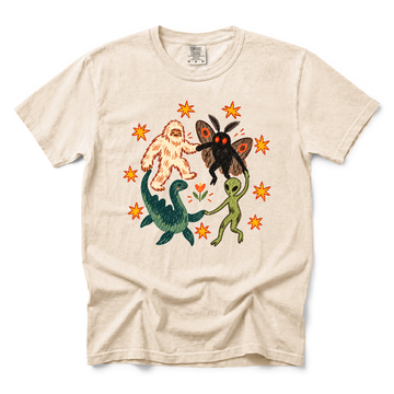 Cryptid Dance Party graphic on Comfort Colors 1717 in Ivory