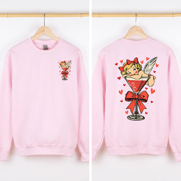 Cupid Martini Glass, Cherub, Valentine's Day, Love Sweatshirt