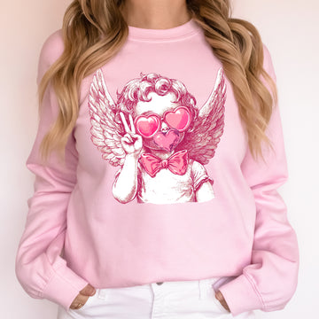 Cupid, Peace, Sunglasses, Wings, Valentine's Day, Love Sweatshirt