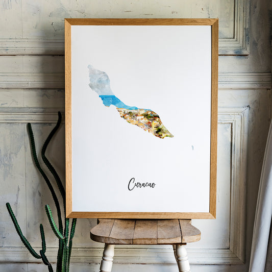 Curacao Watercolor Map