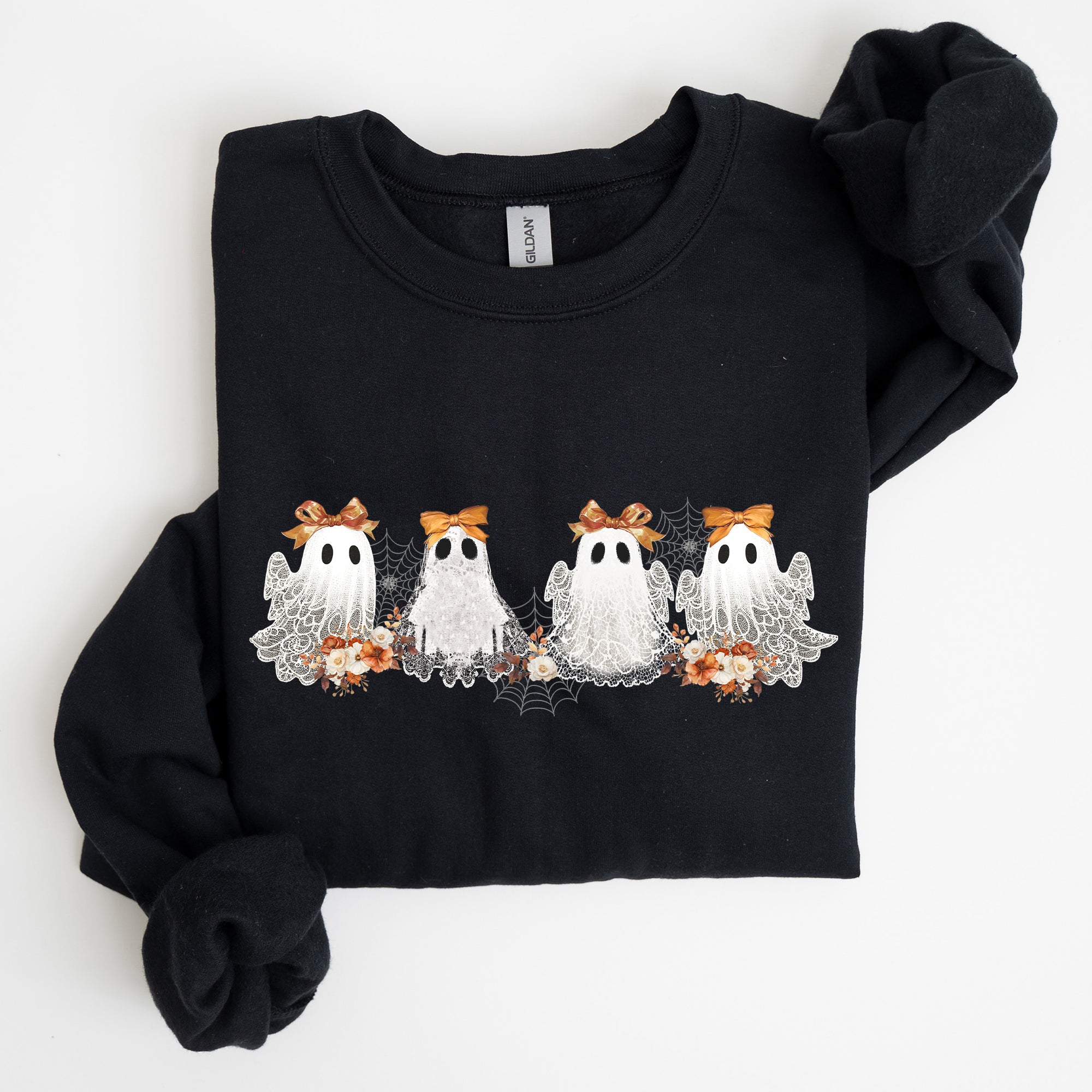 Cute Ghosts, Lace, Halloween, Girly, Coquette, Bow, Ribbon, Spooky Sweatshirt