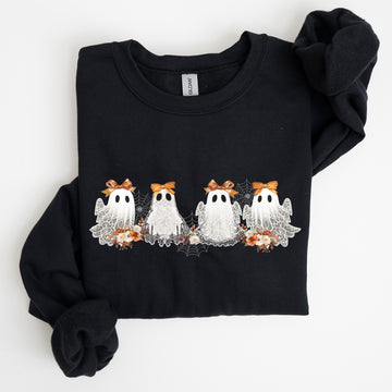Cute Ghosts, Lace, Halloween, Girly, Coquette, Bow, Ribbon, Spooky Sweatshirt