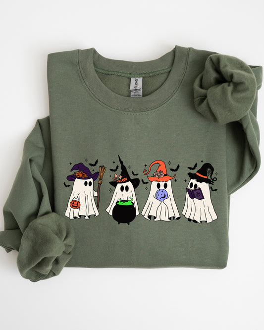 Cute Halloween Ghosts, Witches, Skeleton, Halloween, Fall, Autumn Sweatshirt