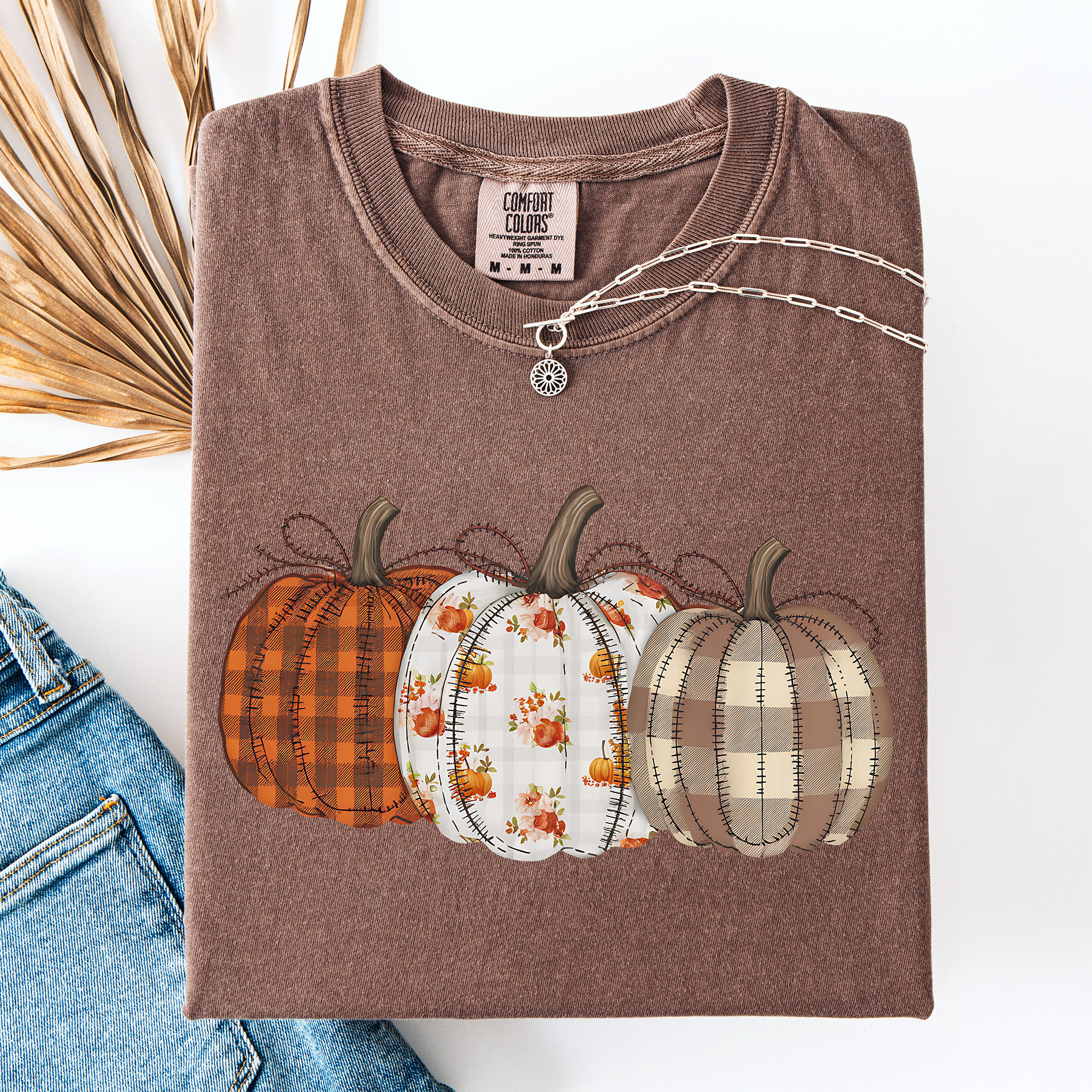 Cute Patterned Pumpkins, Halloween, Autumn, Fall, Plaid, Comfort Colors T-Shirt