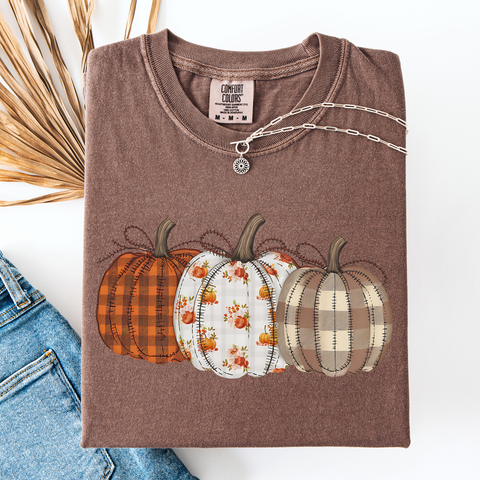 Cute Patterned Pumpkins, Halloween, Autumn, Fall, Plaid, Comfort Colors T-Shirt